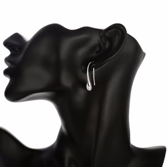 Silver Water Drop Dangle Earrings - Picture 6 of 9